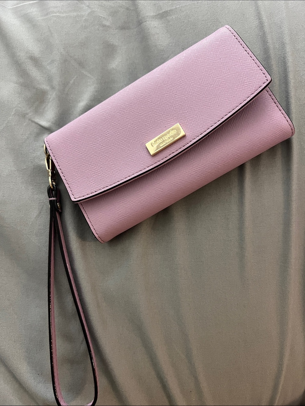 Kate Spade Lilac Purple wristlet clutch with gold hardware